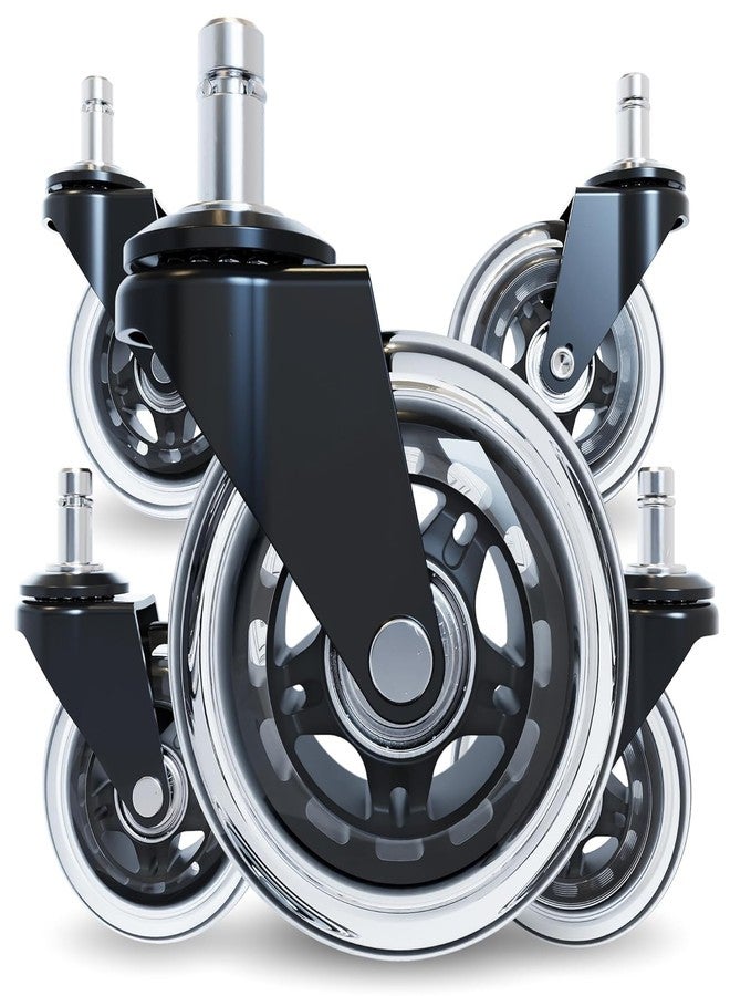 KARP Office Chair Caster Wheels - 3 Inch Office Chair Wheels Replacement, Desk Chair Wheels for Computer and Gaming Chair, Safe for All Floors and Carpets (3 Inch Plunger Transparent Wheel) - Image 1